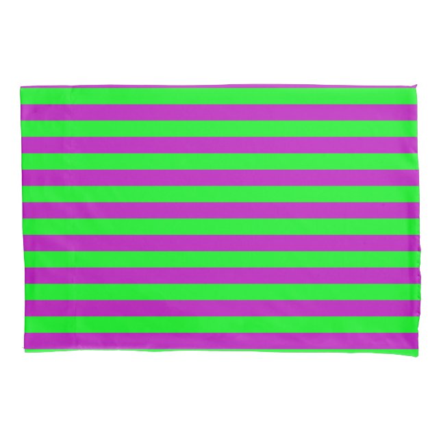 Purple and Green Stripes Design Pillow Case (Front)