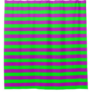Purple and Green Stripes Design Shower Curtain