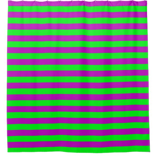 Purple and Green Stripes Design Shower Curtain (Front)