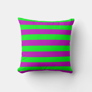 Purple and Green Stripes Design Throw Pillow