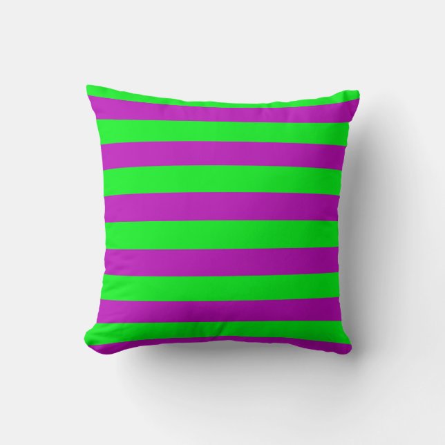 Purple and Green Stripes Design Throw Pillow (Front)