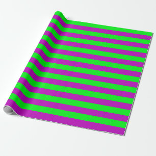 Purple and Green Stripes Design Wrapping Paper