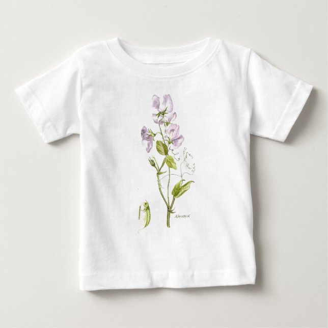 purple and green sweet pea baby T-Shirt (Front)
