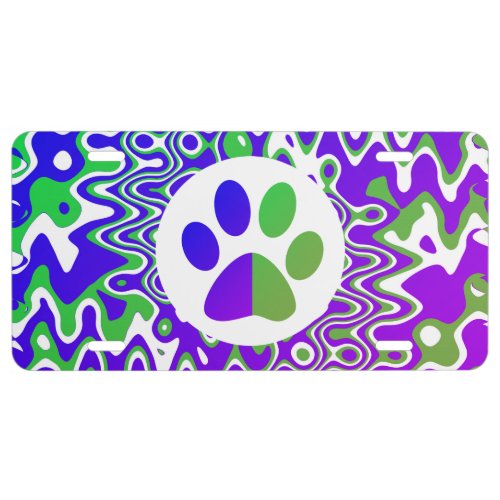 Purple and Green Swirled Op_Art License Plate