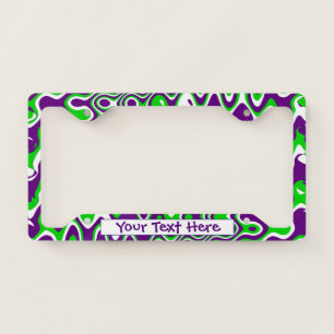 [Purple and Green] Swirled Op-Art License Plate Frame