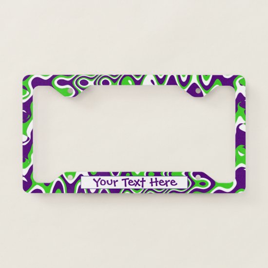 [Purple and Green] Swirled Op-Art License Plate Frame
