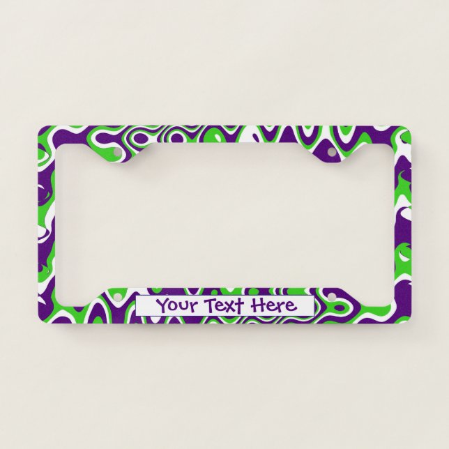 [Purple and Green] Swirled Op-Art License Plate Frame (Front)