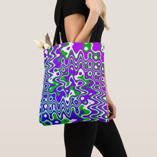 Purple and Green Swirled Op_Art Tote Bag