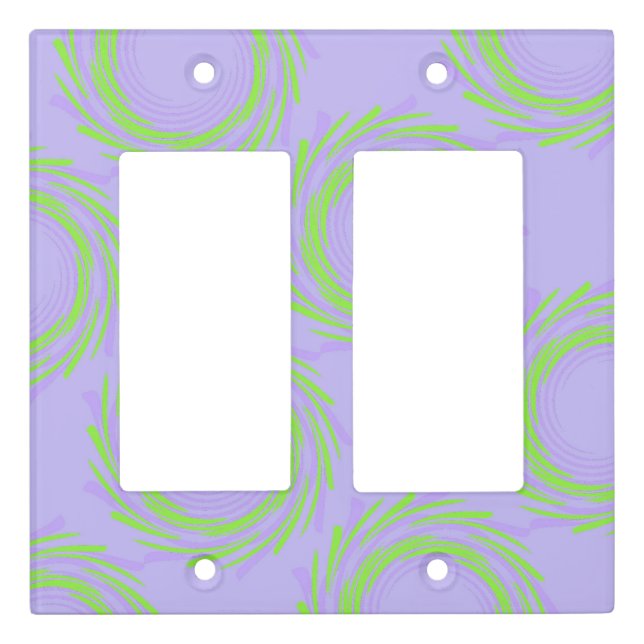 Purple and Green Swirls Custom Light Switch Cover (Front)