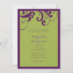 Purple and Green Swirls Frame Wedding Invitation