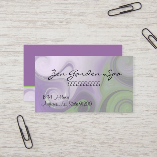 Customizable Purple and Green Swirls-Indestructible Business Card Template
