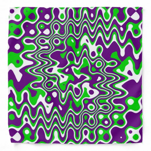 Purple and Green Swirls Op_Art Bandana