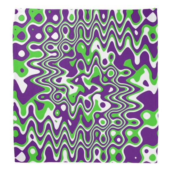 [Purple and Green] Swirls Op-Art Bandana