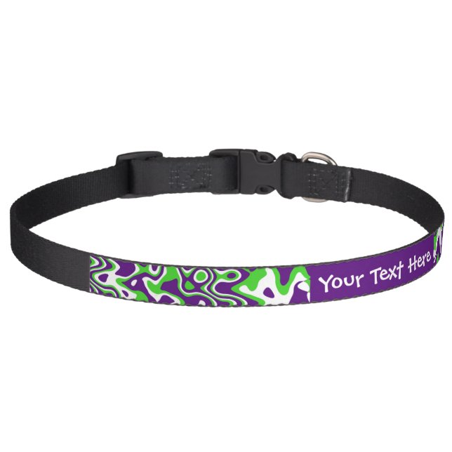 [Purple and Green] Swirls Op-Art Custom Pet Collar (Front)