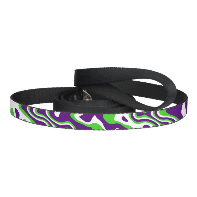 [Purple and Green] Swirls Op-Art Pet Leash (Handle)