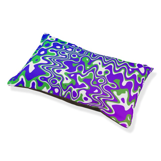 [Purple and Green] Swirls Op-Art Small Pet Bed (Angled)