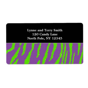 Purple and Green Tiger Fur Pattern Label