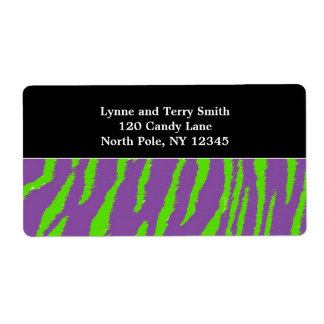Purple and Green Tiger Fur Pattern Label