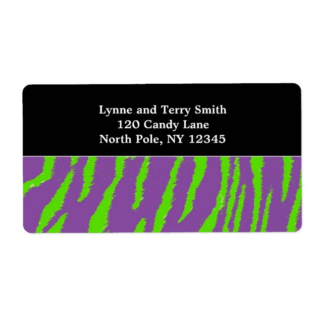 Purple and Green Tiger Fur Pattern Label (Front)