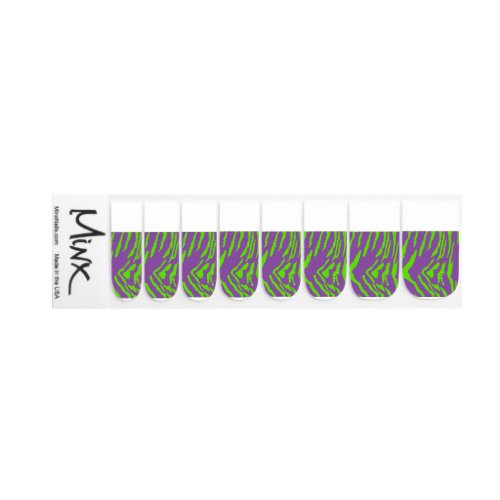 Purple and Green Tiger Fur Stripe Minx Nail Art