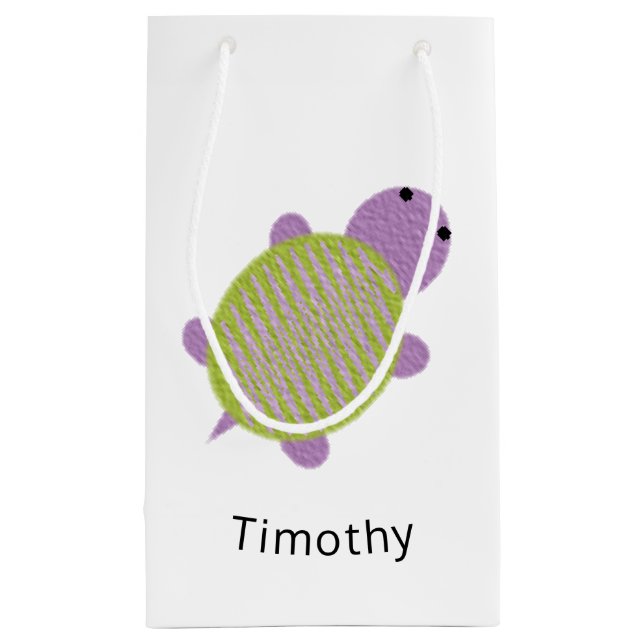 Purple and Green Turtle Small Gift Bag (Back)