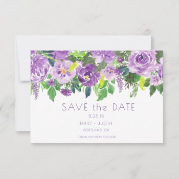 Purple And Green Watercolor Floral Save The Date | by dmboyce at Zazzle
