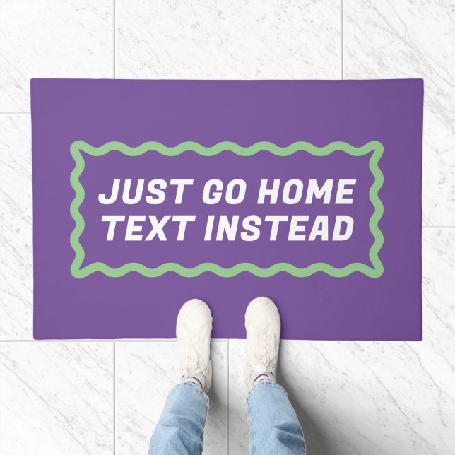 Purple and Green Wavy Frame Go Home and Text Me Doormat (Indoor)