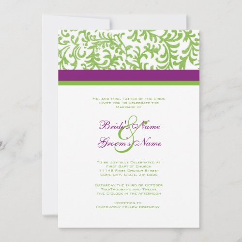 Purple and Green Wedding Invitation