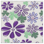 Purple and Green Wildflower and Clover Fabric