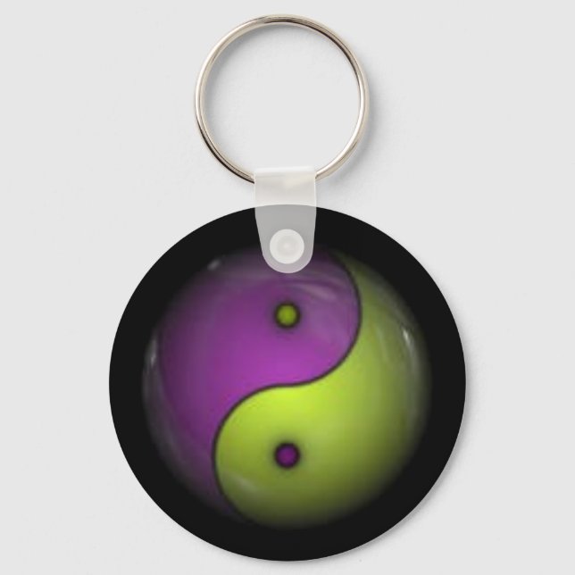 purple and green yin yang keychain (Front)