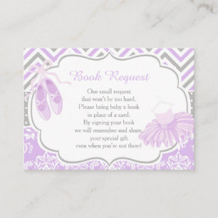 Purple and Grey Ballerina Baby Book Request Enclosure Card