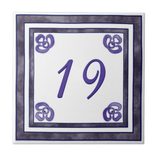 Purple and Grey Big House Number Ceramic Tile