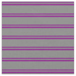 [ Thumbnail: Purple and Grey Colored Stripes Pattern Fabric ]