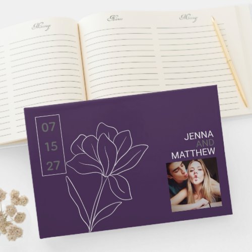 Purple and Grey Floral Guest Book