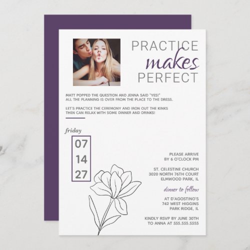 Purple and Grey Floral Invitation