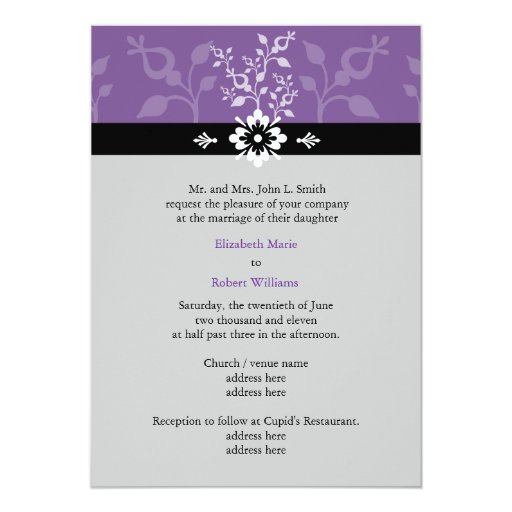 Purple And Grey Wedding Invitations 2