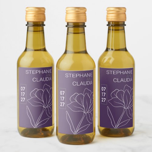 Purple and Grey Floral Wine Label