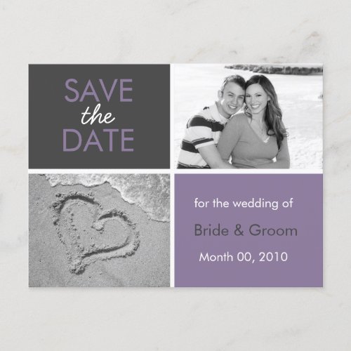 Purple and Grey Save the Date Photo Postcards