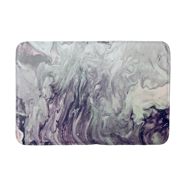 Purple and Grey Swirl Acrylic Painting Bath Mat (Front)