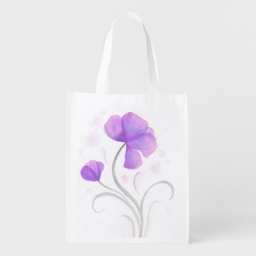 Purple and grey wildflower abstract watercolor bag