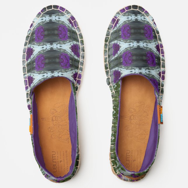 Purple and Grey With White Patterned Canvas Shoes (Front)