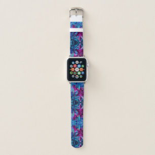 Purple and Hot Pink Abstract Oriental Lily Flowers Apple Watch Band