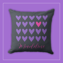 Purple and Hot Pink Hearts with Colorful Stripes