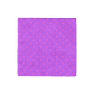 Purple and Hot Pink Polka Dots Pattern Stone Magnet
