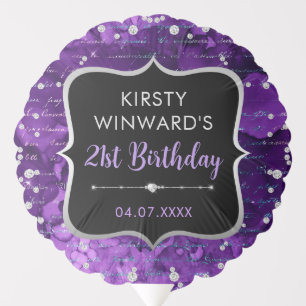 Purple and Iridescent Glitter Letters Birthday Balloon