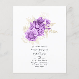 Purple and Ivory Floral Wedding Invitation Flyer
