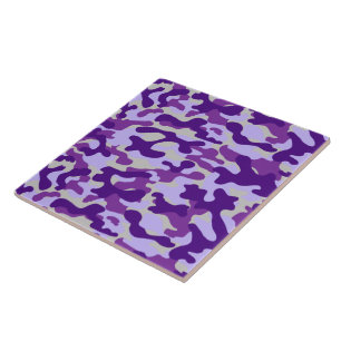 Purple And Lavender Camo Pattern Ceramic Tile