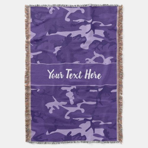 Purple and Lavender Camouflage Pattern Throw Blanket