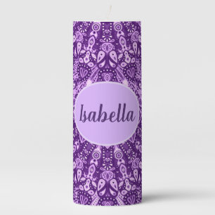 Purple and Lavender Custom Name in 3 Sizes Pillar Candle