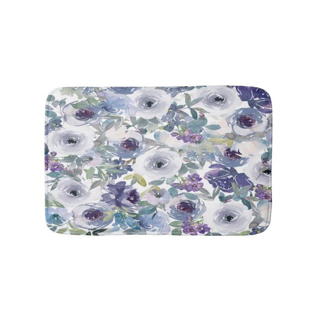 Purple and Lavender Floral Bath Mat (Front)